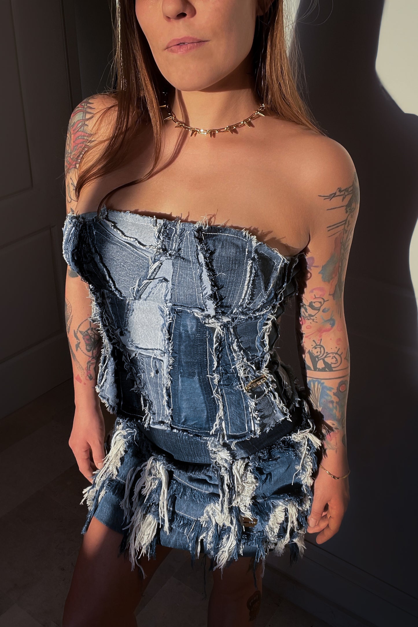 Top Stitch Denim Corset