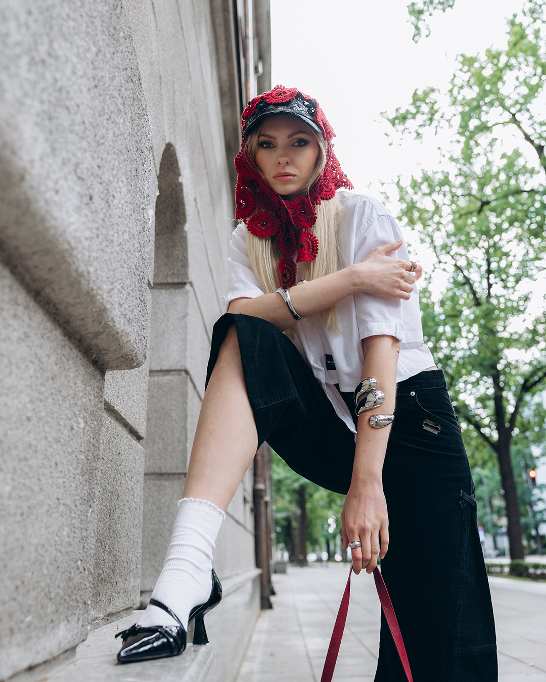 Blck Floral Cap