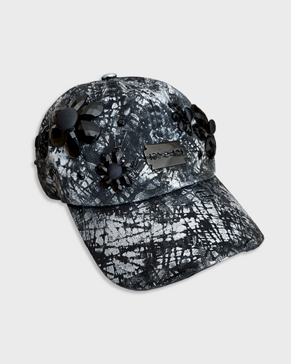 Blck Floral Cap