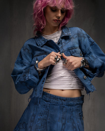 ://DENIM PRINTED COBALT JACKET