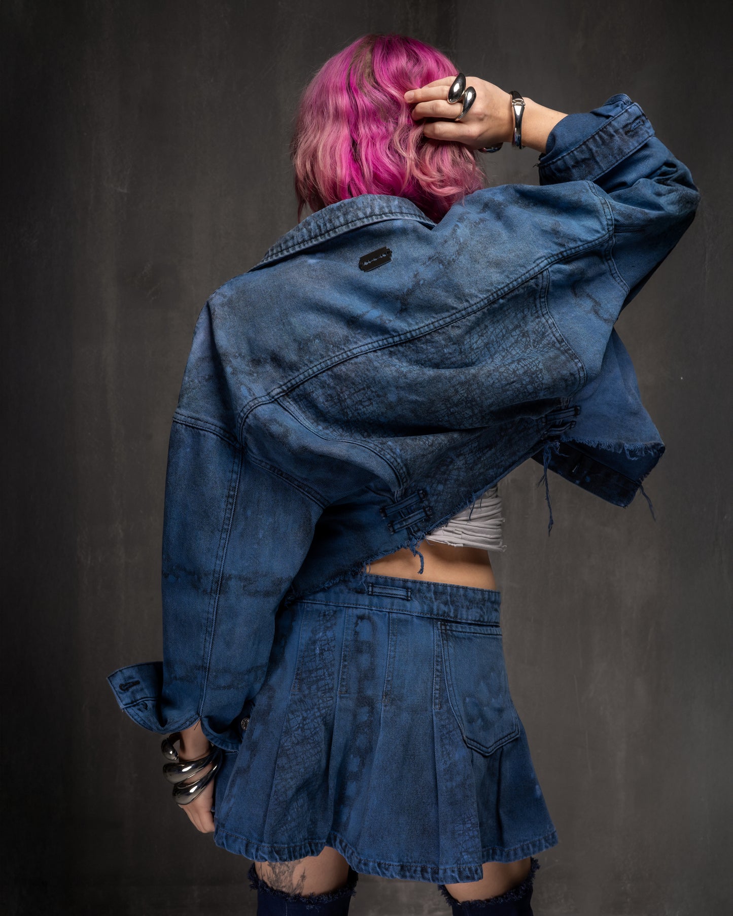 ://DENIM PRINTED COBALT JACKET