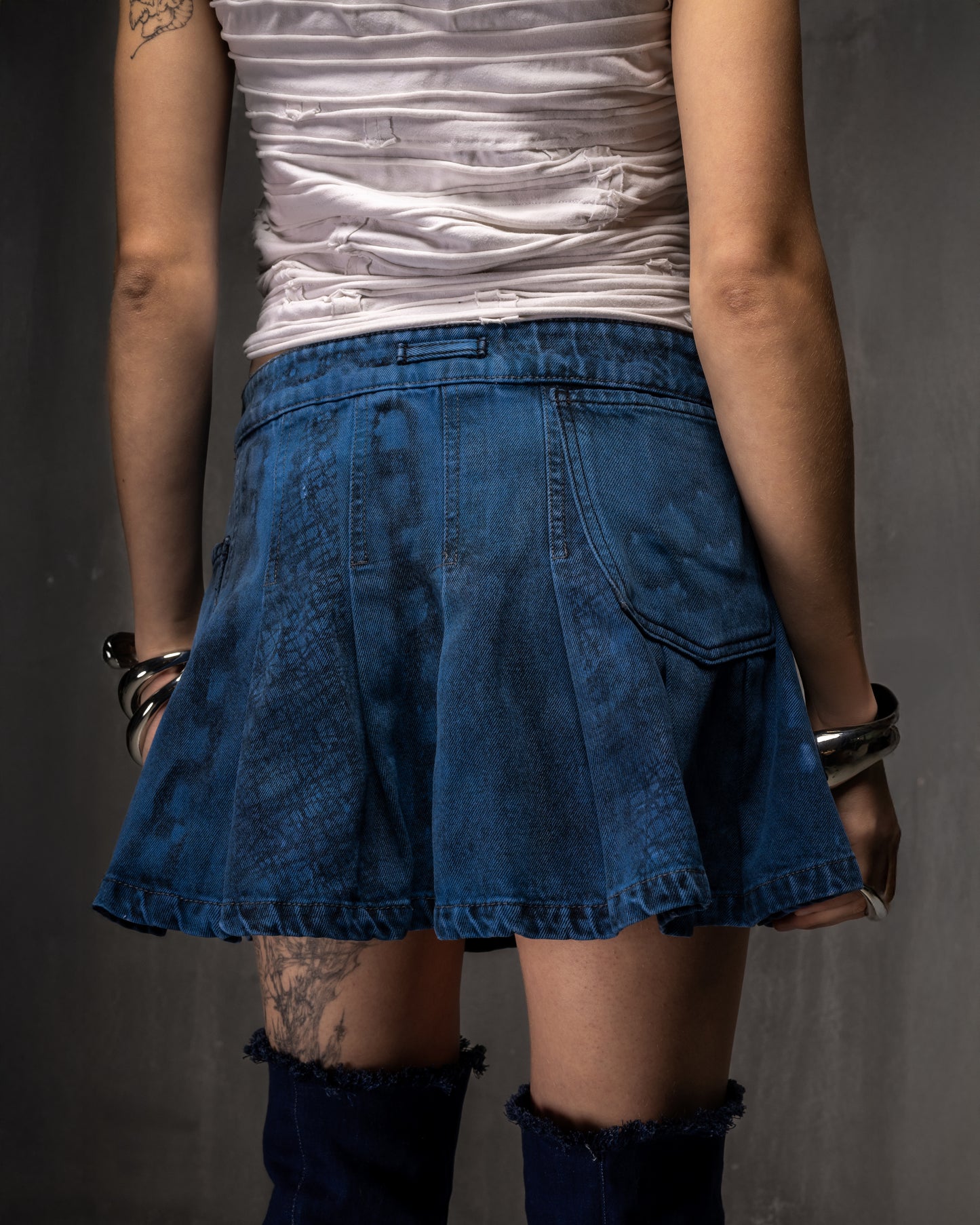 ://DENIM PRINTED COBALT SKRT